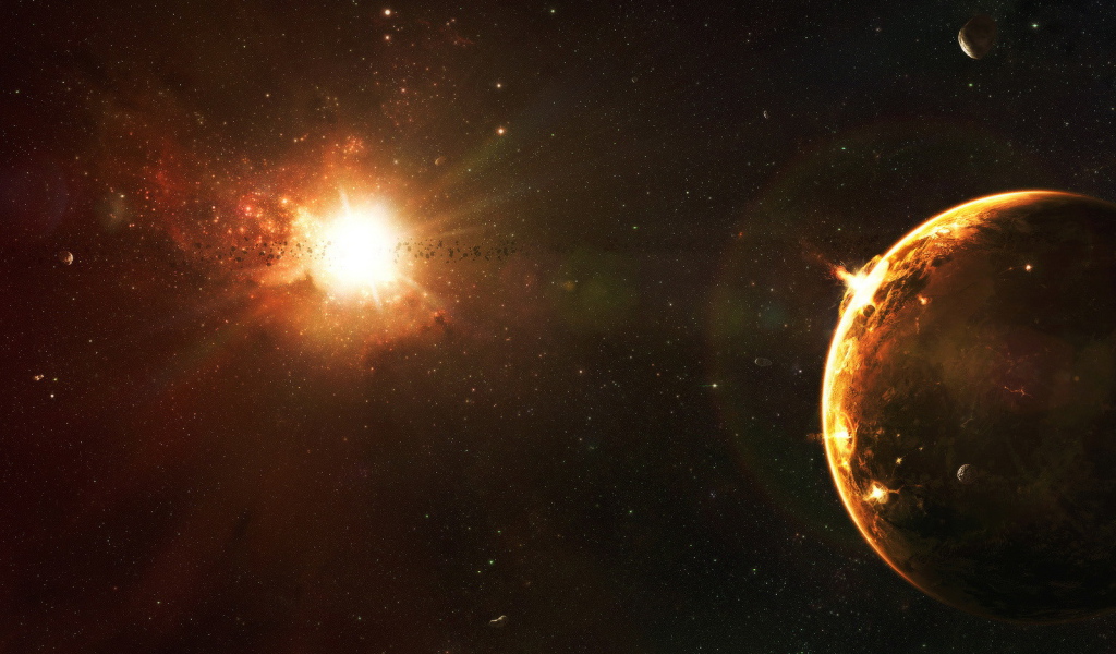 Звезда освещает планету