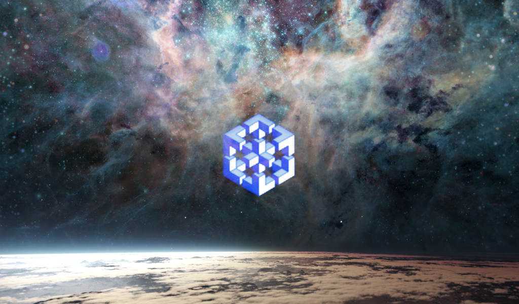 Символ снежинка на фоне звезд