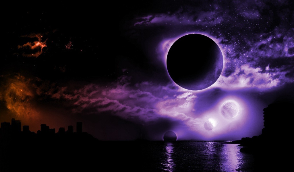 Фиолетовое затмение в ночи