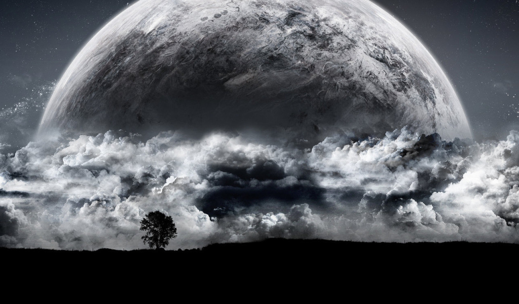 Планета висит на горизонте