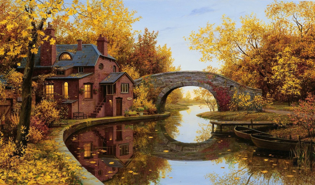 Старинный мост через речушку