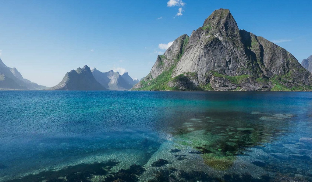 Голубая вода на Лофотенских островах, Норвегия