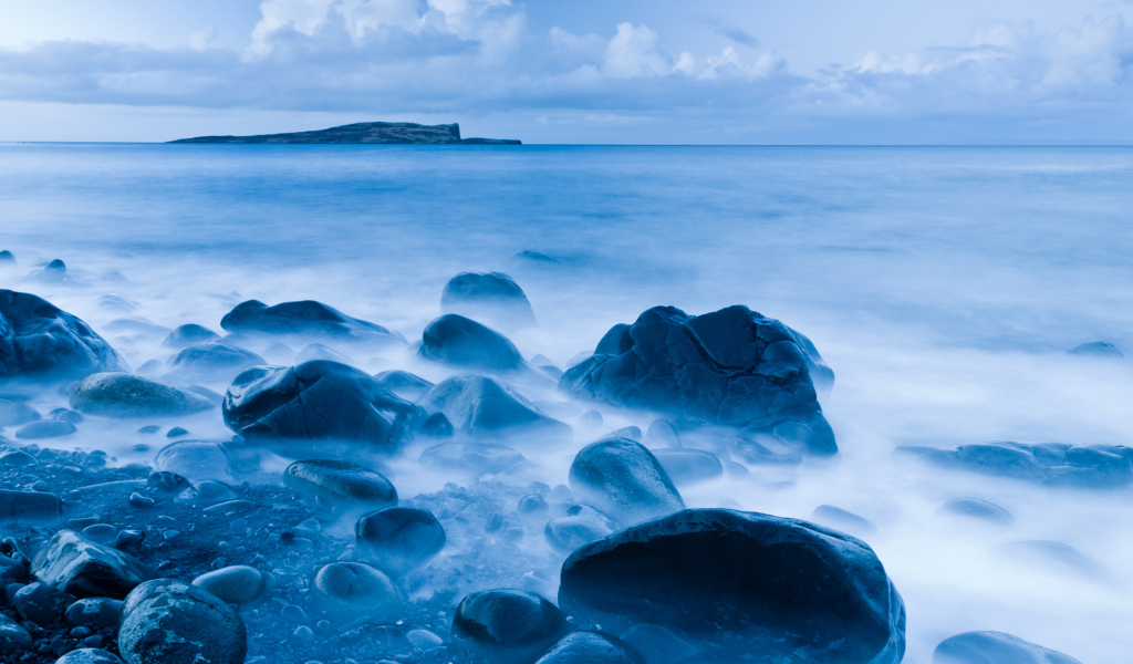 The blue sea off the coast of Scotland