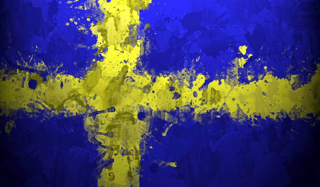 Нарисованный красками флаг Швеции