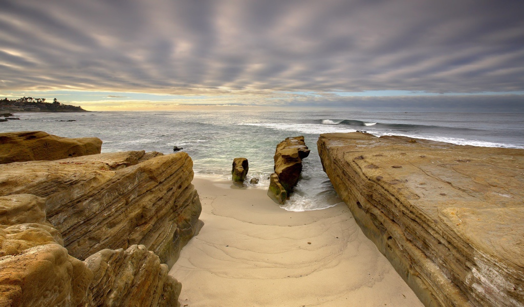 Скалистое побережье в Сан-Диего, США