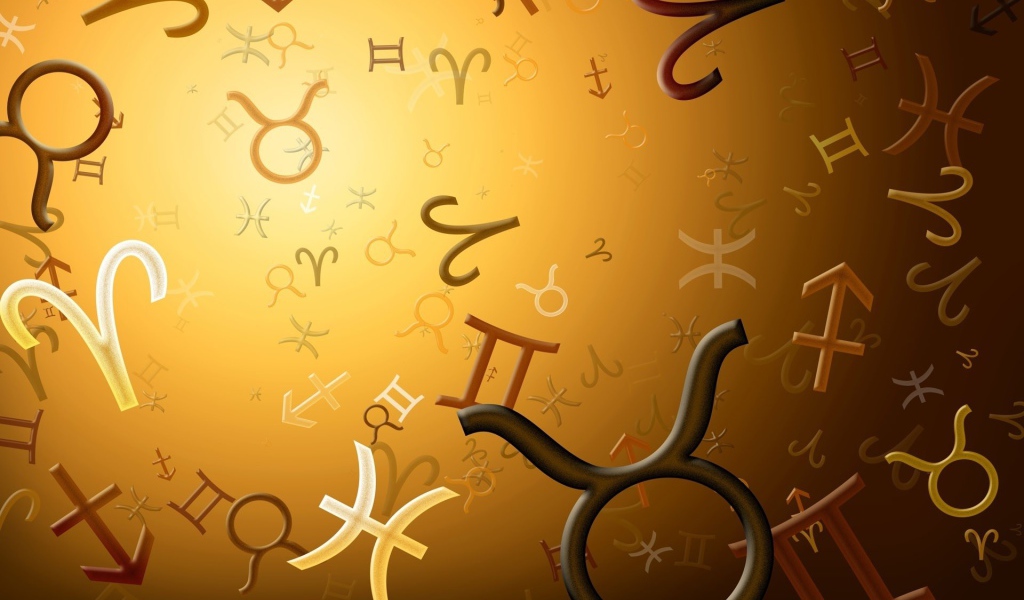 Знаки зодиака парят на коричневом фоне
