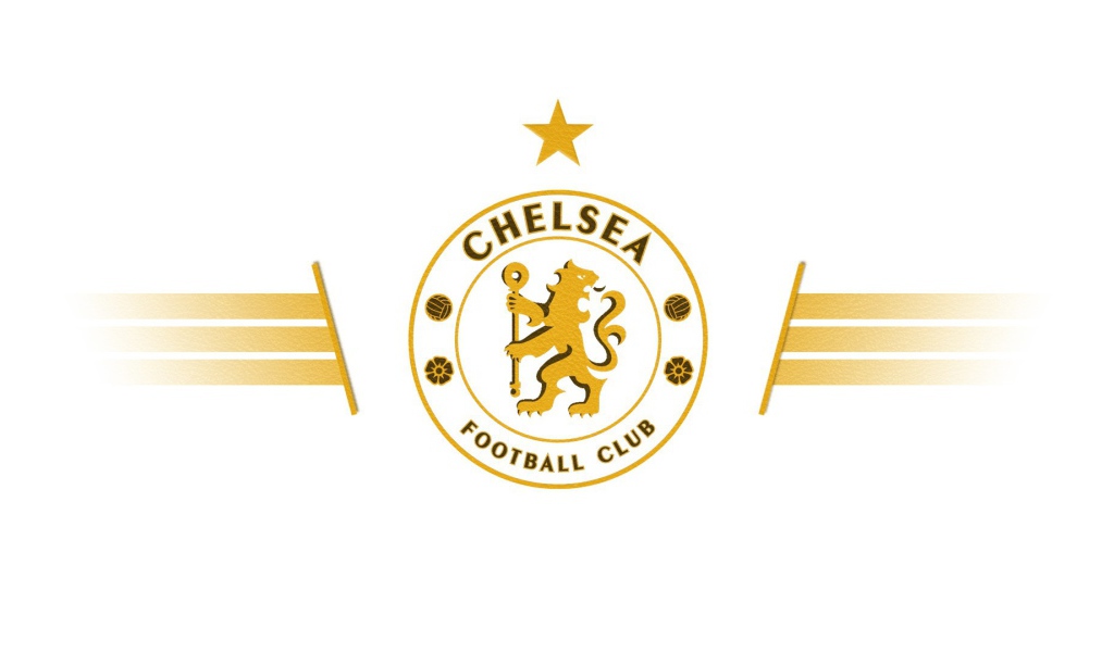 Футбольный клуб Челси, логотип золотой на белом