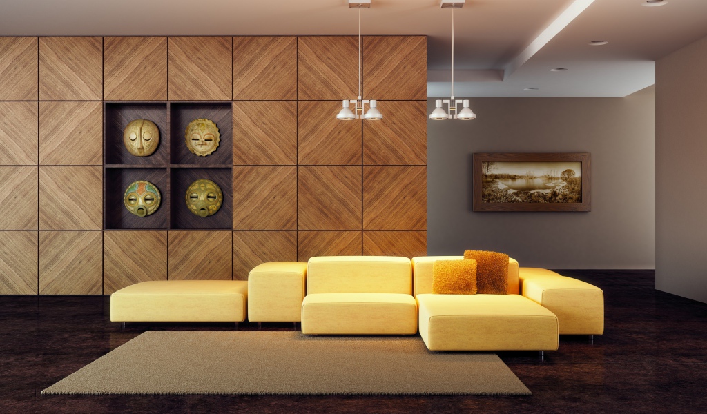 Составной желтый диван