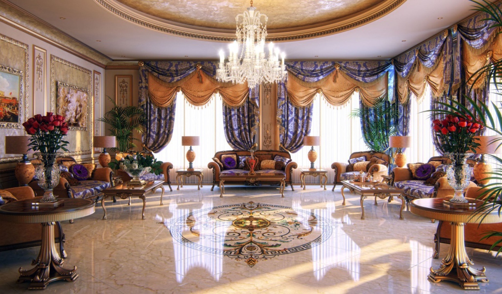 Интерьер гостиной в богатом доме