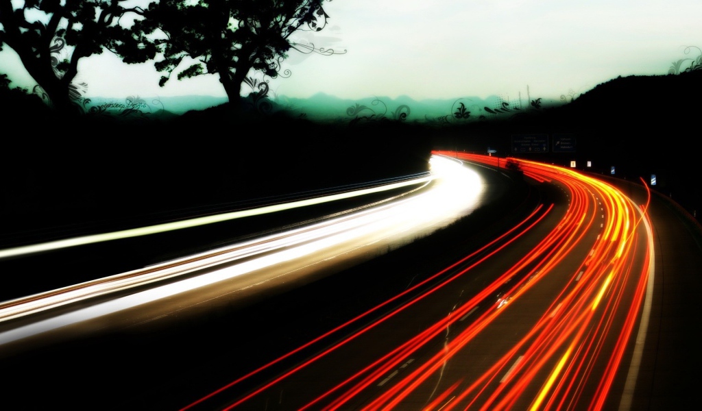 Фото автострады на длинной экспозиции