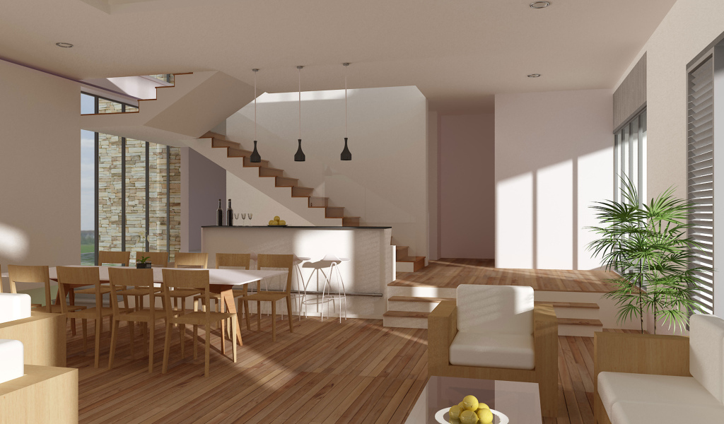 Комната с лестницей на второй этаж