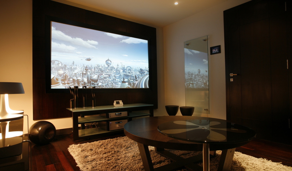 Интерьер комнаты с кинотеатром