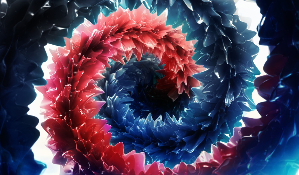 Абстрактная красно-синяя спираль 3 д  графика 