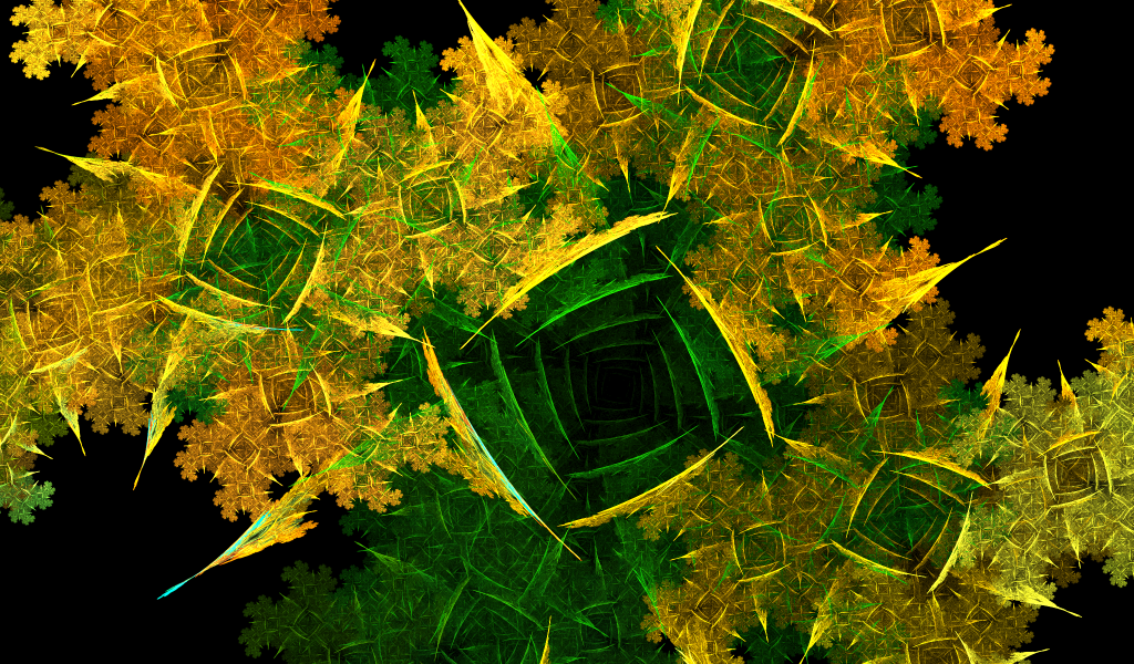 Абстрактный желто зеленый рисунок на черном фоне