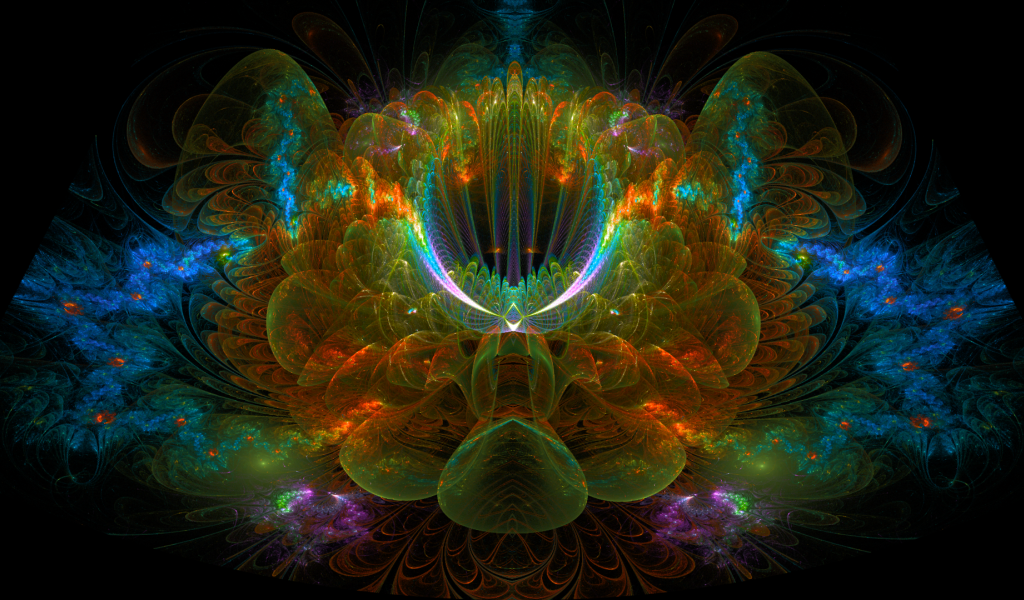 Необычный разноцветный фрактальный цветок  