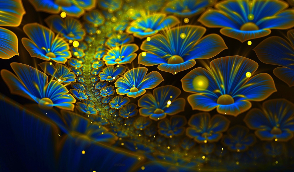 Красивые голубые цифровые цветы 