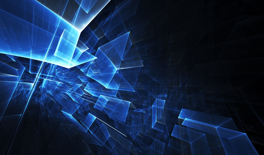 Голубые абстрактные фигуры в воздухе 3д графика