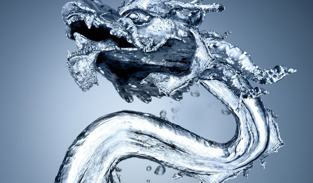 Дракон из воды 3D графика