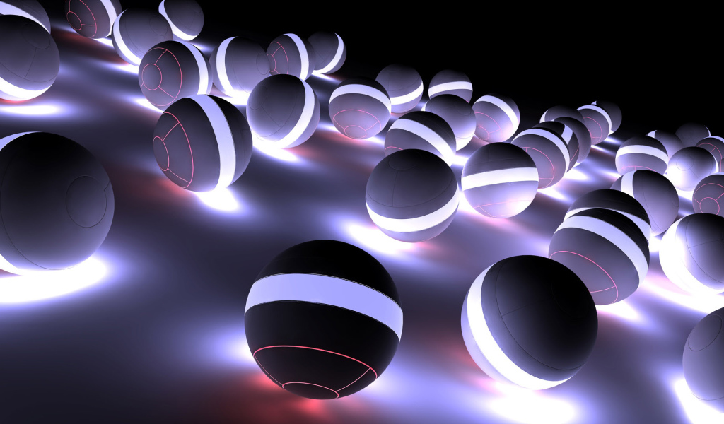 Светящиеся шары 3D графика 
