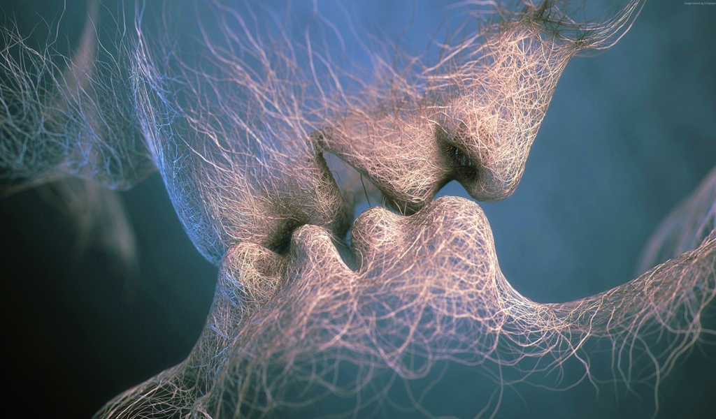 Поцелуй влюбленной пары абстракция