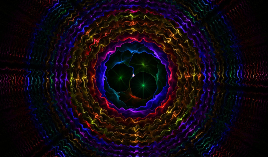 Разноцветные круглые волнистые узоры, абстракция  