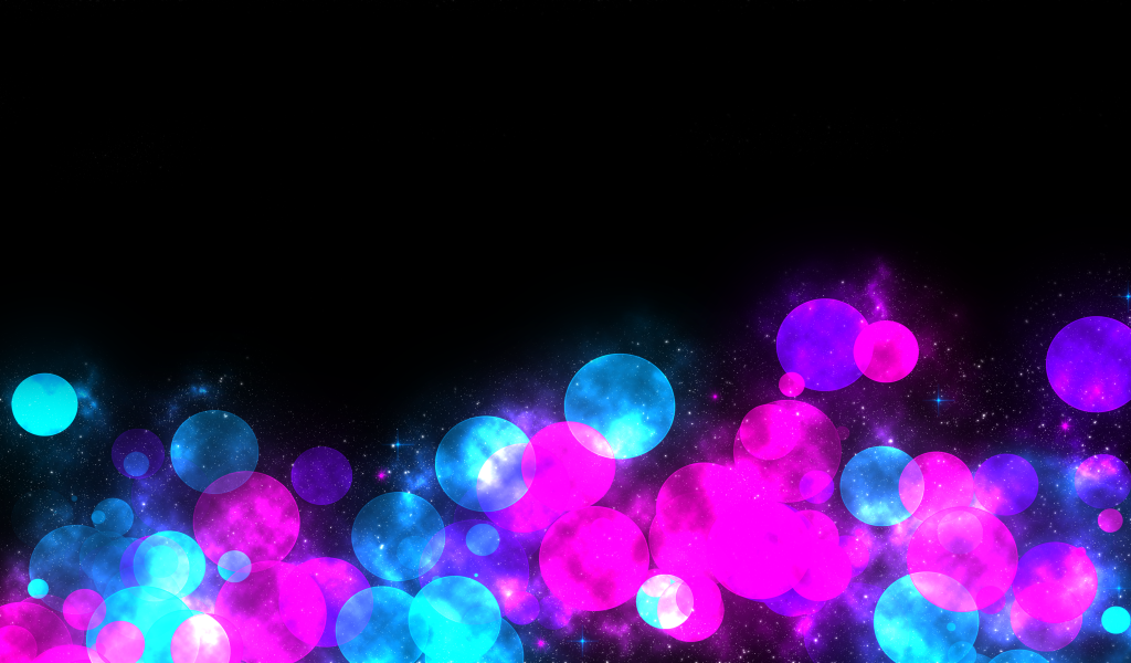 Розовые и голубые шары на черном фоне 