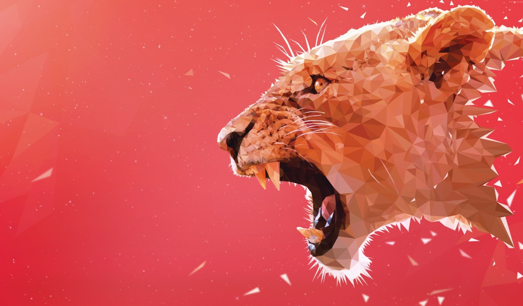 Хищная львица на розовом фоне 3д графика