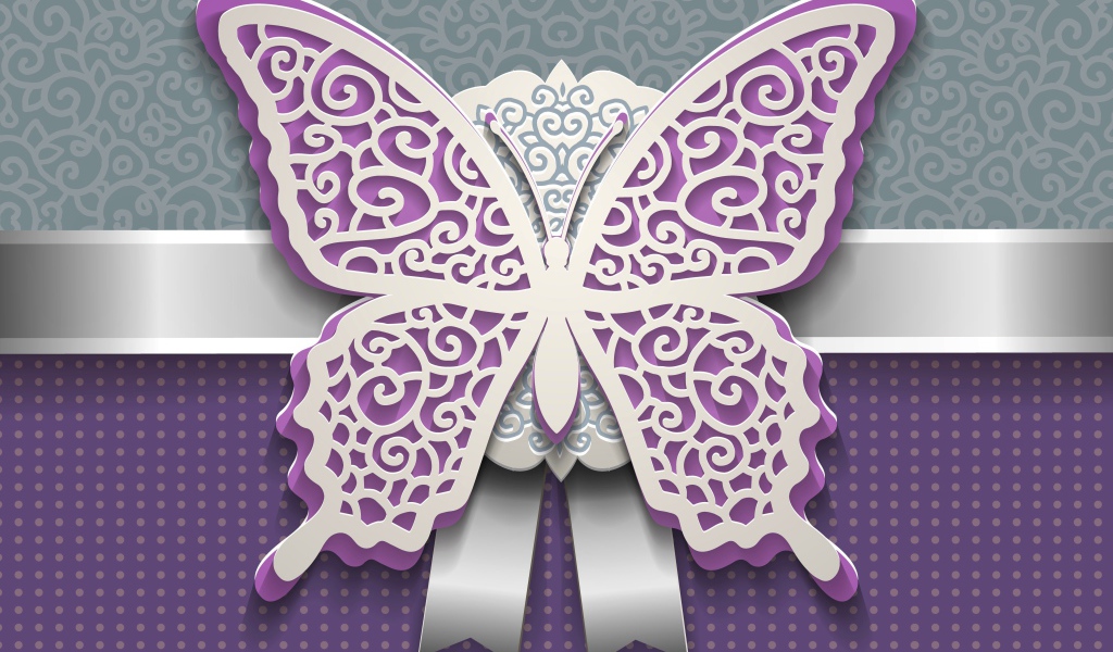 Пурпурная бабочка с белым, 3д графика