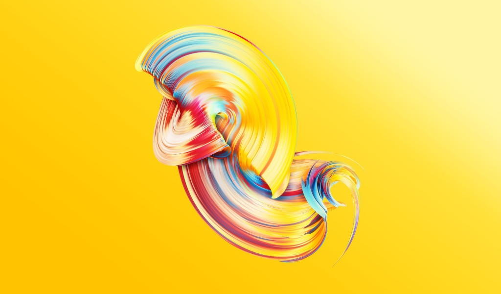 Радужный узор на желтом фоне 