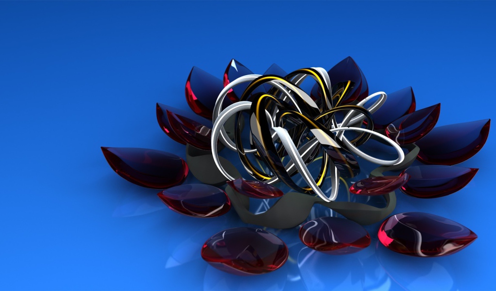 Необычный фигурный стеклянный цветок 3д графика