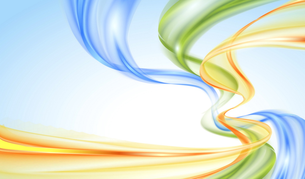 Вертикальные голубые, оранжевые и зеленые  абстрактные волны