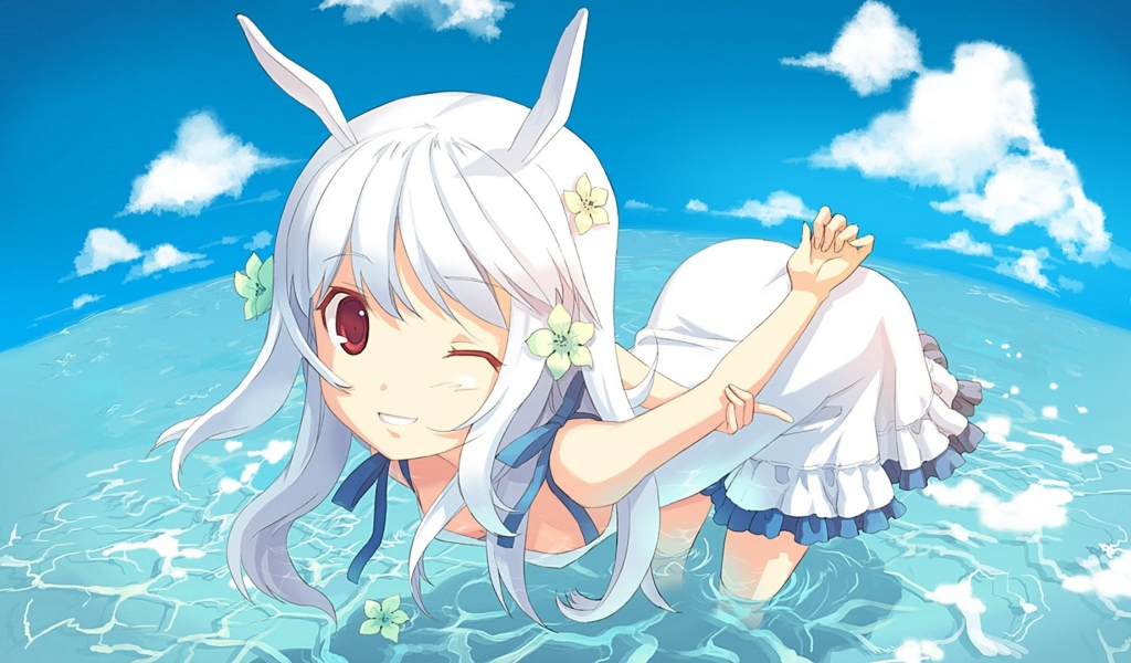 Девушка аниме с ушами кролика 