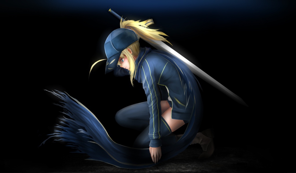 Девушка Сейбер персонаж аниме Судьба - ночь схватки 