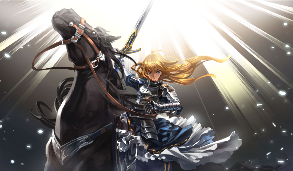 Девушка Сейбер на коне  аниме Судьба-ночь схватки 