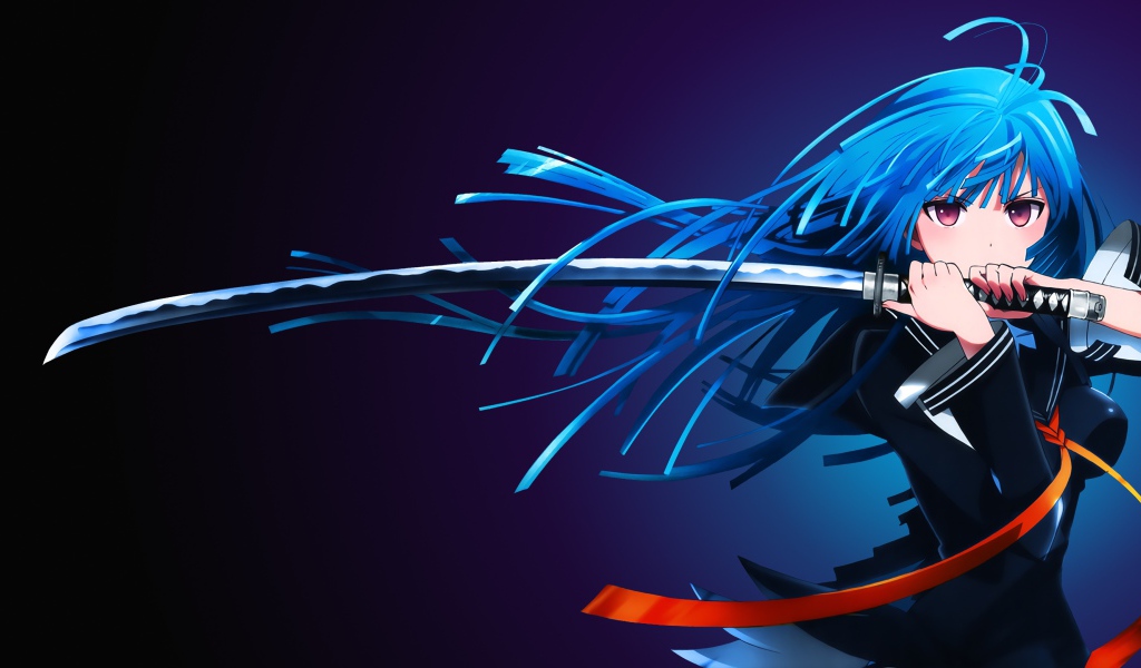 Кисара Тэндо с самурайским мечом аниме Черная пуля 