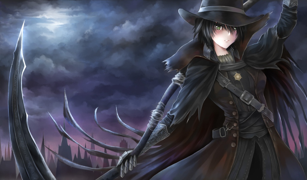 Парень в черном персонаж аниме Bloodborne 