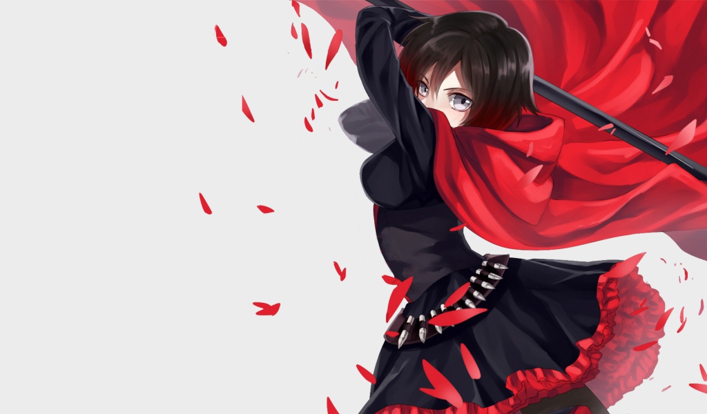 Руби Роуз  персонаж аниме RWBY готовится к атаке