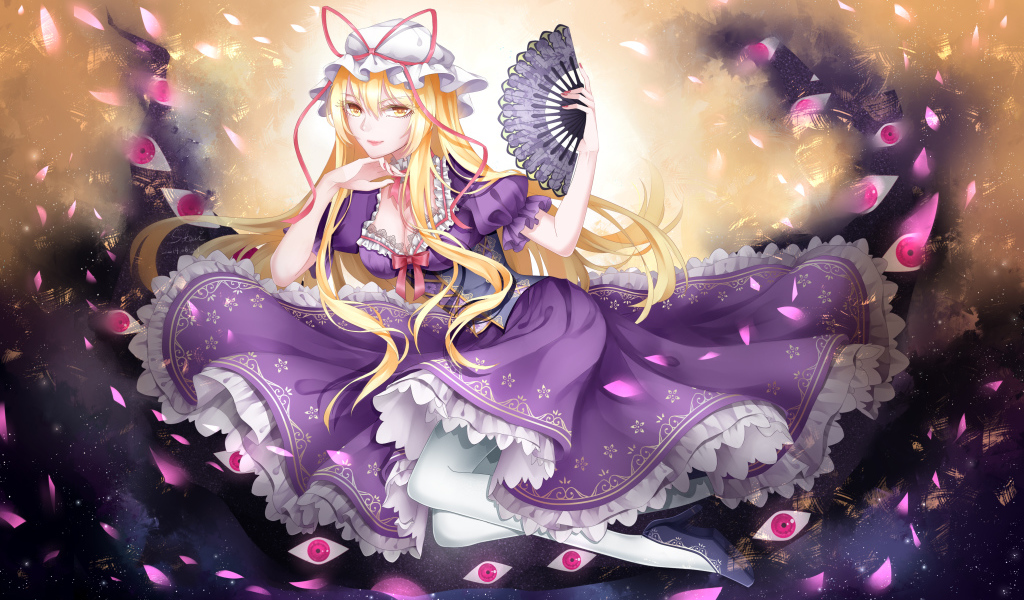 Девушка в красивом платье Юкари Якумо аниме Тохо