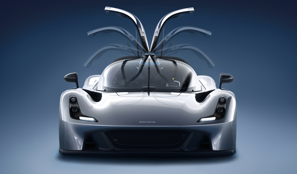 Серебристый автомобиль Dallara Stradale вид спереди