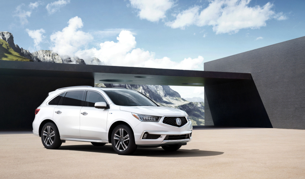 Белый автомобиль Acura MDX, 2017 