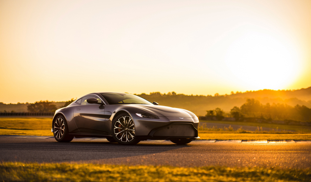 Sports car Aston Martin Vantage, 2018 in the sun