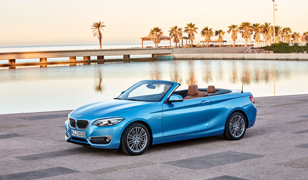 Голубой автомобиль, кабриолет BMW 230i Cabrio Luxury Line Worldwide, 2017