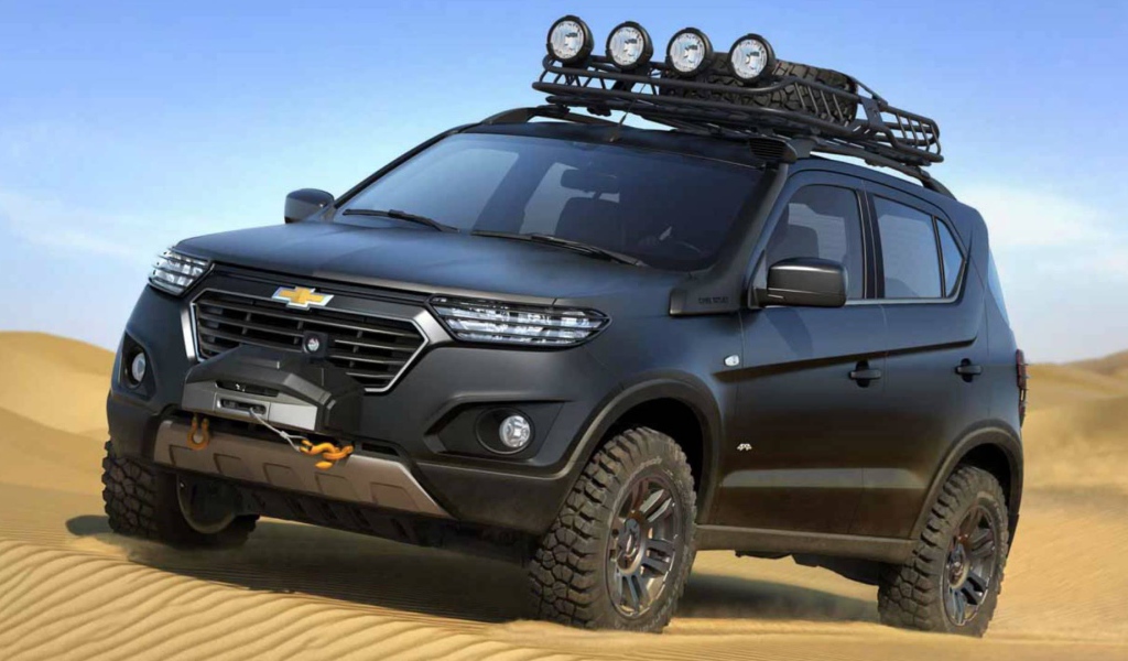 Внедорожник Chevrolet Niva 2017 года на песке 