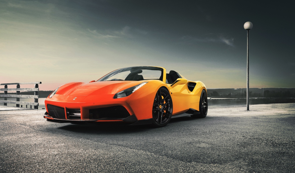 Оранжевый спорткар Ferrari 488 Spider 