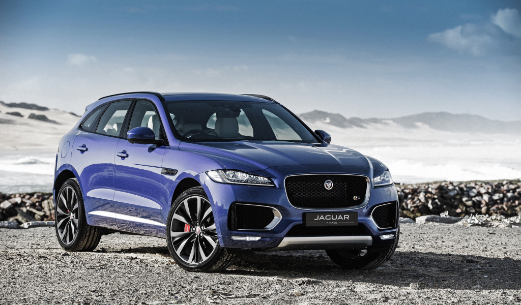 Спортивный кроссовер  Jaguar F-PACE, 2017 синего цвета 