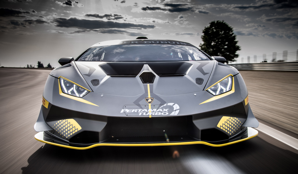 Спортивный автомобиль Lamborghini Huracan Super Trofeo EVO, 2018 вид спереди