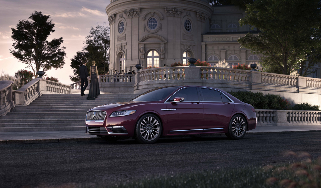 Стильный бордовый автомобиль Lincoln Continental, 2017