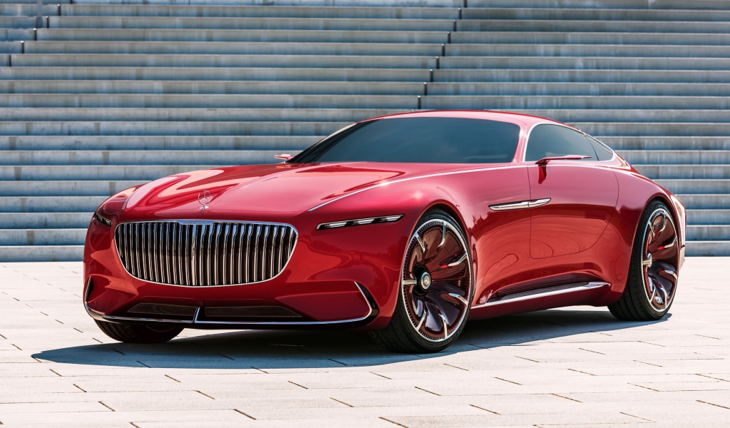 Красный автомобиль Vision Mercedes Maybach 6, 2017 