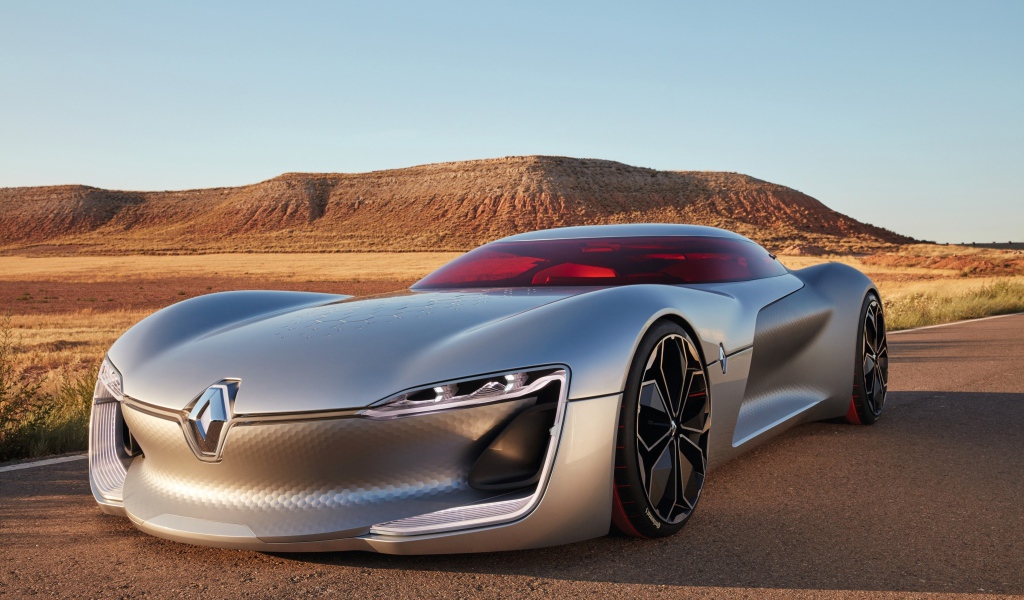 Серебристый стильный автомобиль Renault Trezor