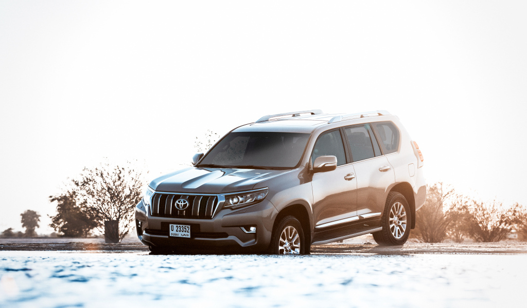 Внедорожник Toyota Land Cruiser Prado, 2018 на зимней дороге